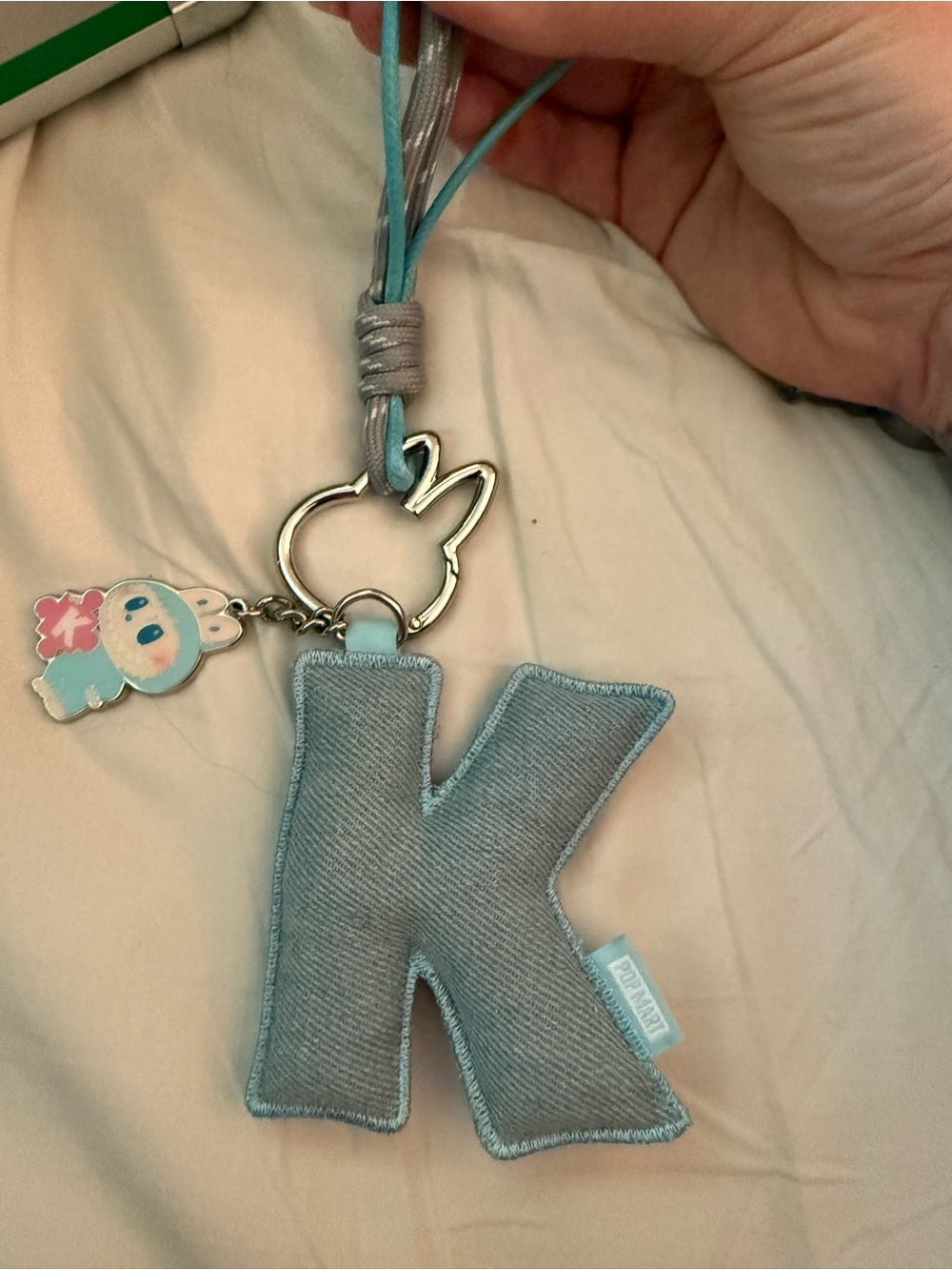 Light Blue 'K' Initial Key & Card Holder Charm